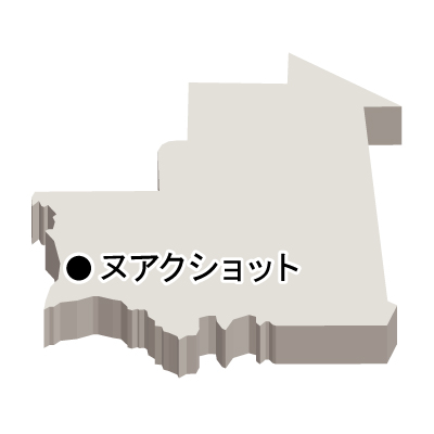 モーリタニア・イスラム共和国無料フリーイラスト｜首都名・立体(白)